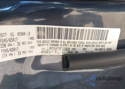 2008 Jeep Grand Cherokee Laredo from USA, damaged, VIN 1J8GR48K28C115929